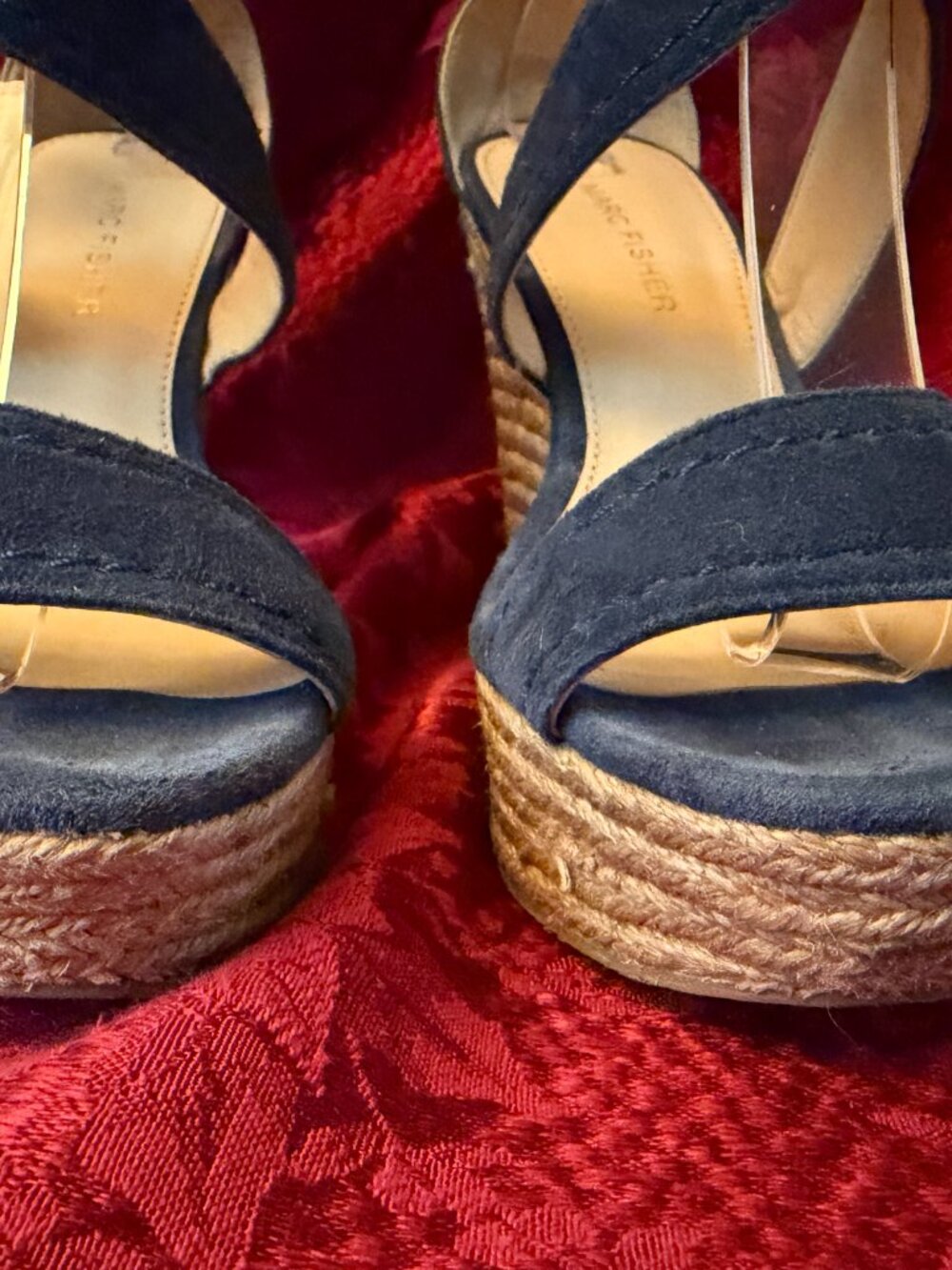 Marc Fisher Haely Blue Espadrille Wedge Sandals Sz 6 - Picture 2 of 14